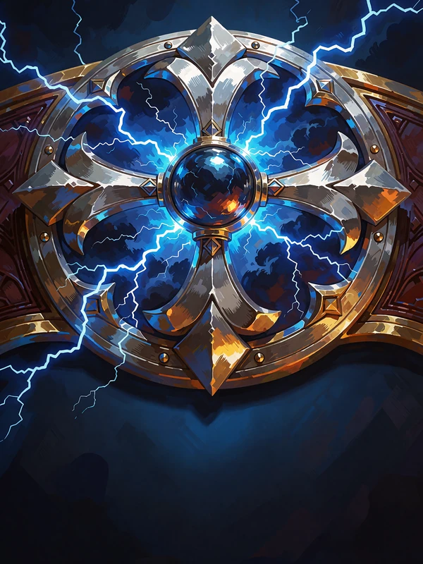 Miniatura slotu Platinum Lightning od BGaming - platynowy herb otoczony niebieskimi błyskawicami